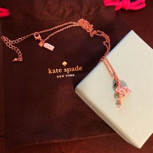Kate Spade NWOT Rose Gold Flamingo Necklace & Bag